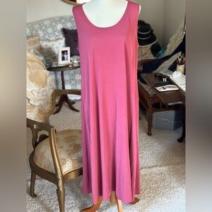 Eileen Fisher Sleeveless Rosewood Red Silk Jersey Maxi Dress